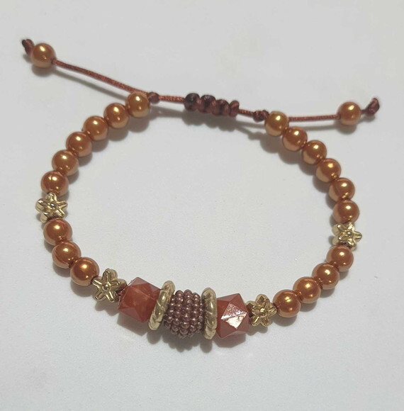 Pulseira de Contas Micangas Pulseira Gold Bijuteria