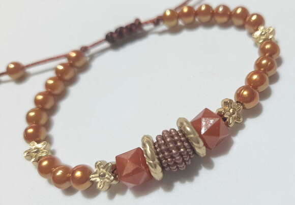 Pulseira de Contas Micangas Pulseira Gold Bijuteria