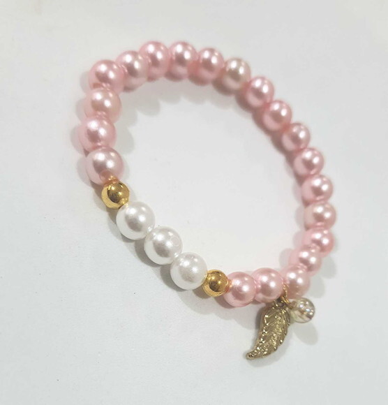 Pulseiras Coloridas Cores com Tons Rosas e Pingente