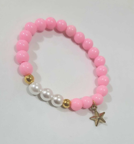 Pulseiras Coloridas Cores com Tons Rosas e Pingente