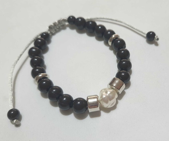 Pulseiras com Tons Pretos e Prata Unissex