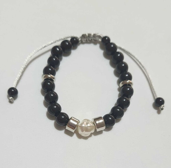 Pulseiras com Tons Pretos e Prata Unissex
