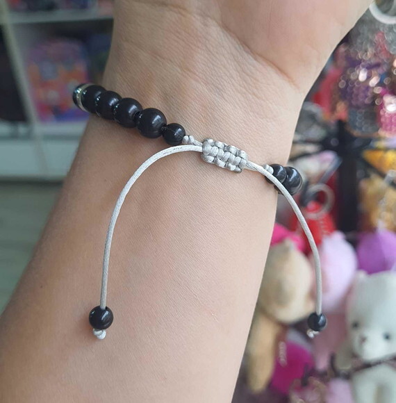 Pulseiras com Tons Pretos e Prata Unissex