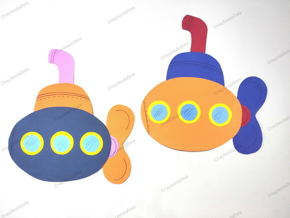 Submarino Grande 60 x 55 cm - Fundo do Mar em Eva