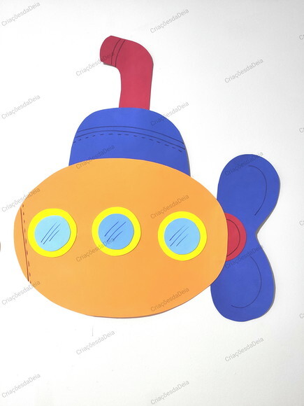 Submarino Grande 60 x 55 cm - Fundo do Mar em Eva
