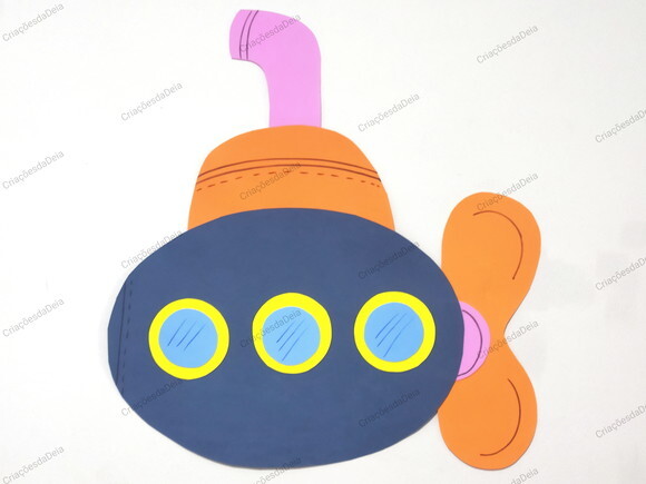 Submarino Grande 60 x 55 cm - Fundo do Mar em Eva