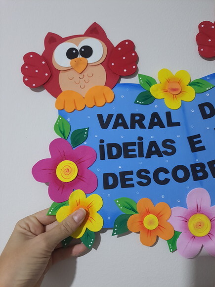 Varal das Ideias e Descobertas para Escola em Eva - Corujas