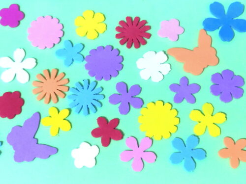 100 Apliques de Mini Borboletas e Mini Flores de Eva