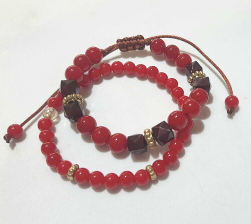 2 Pulseira Vermelha de Micangas Ousada Bijuteria