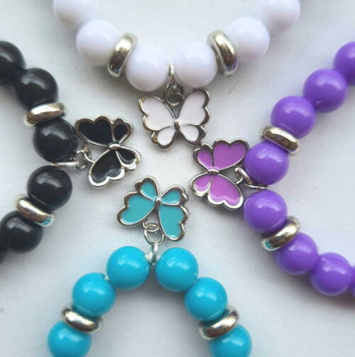 2 Pulseiras de Contas Micangas Pulseira Borboleta Bijuteria