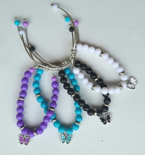 2 Pulseiras de Contas Micangas Pulseira Borboleta Bijuteria
