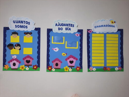 3 Peças Rotina em Eva para Sala de Aula - Tema Passarinho