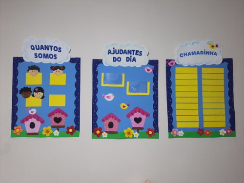 3 Peças Rotina em Eva para Sala de Aula - Tema Passarinho