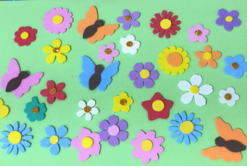 50 Apliques de Mini Borboletas e Mini Flores de Eva