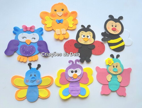 Animais Que Voam em Eva - Kit 7 Unidades 12 a 10 cm