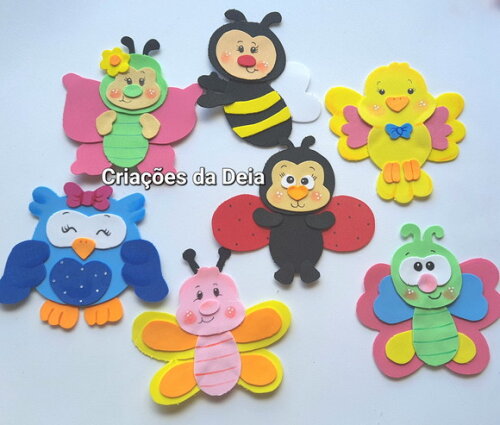 Animais Que Voam em Eva - Kit 7 Unidades 12 a 10 cm