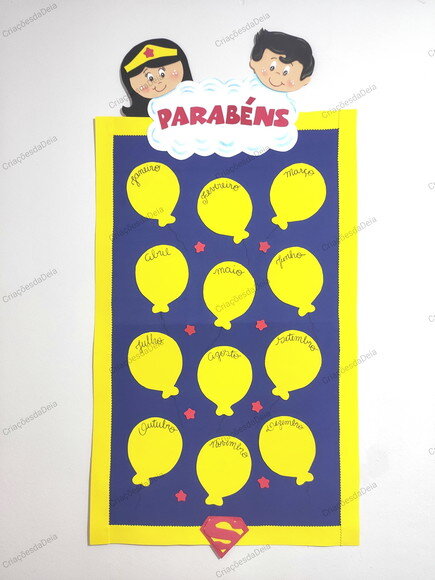 Aniversariantes do Ano Tema Pequenos Heróis (52x100cm)
