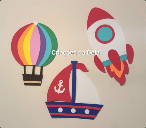 Balão, Avião, Barco e Foguete Escolha 2 Avulsos 30cm em Eva