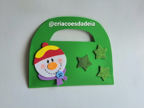 Bolsinha Porta Doces de Natal em Eva - Boneco de Neve