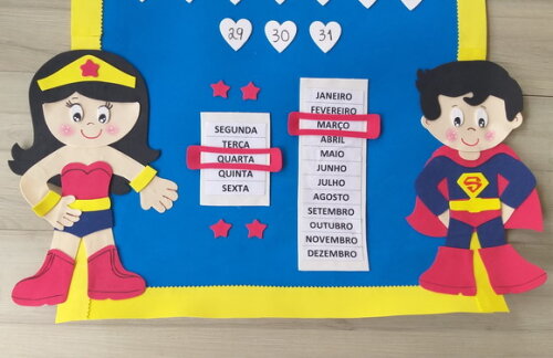 Calendário de Eva para Sala de Aula - Super Heróis