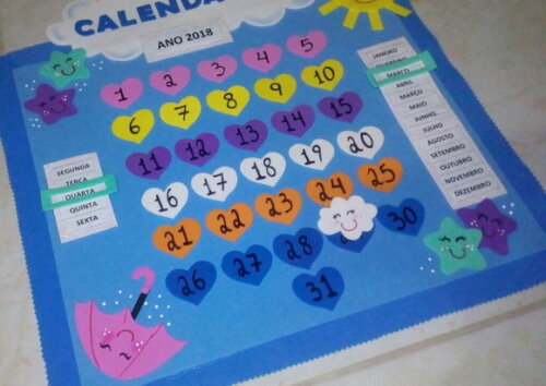 Calendário em Eva- Tema "chuva de Amor"