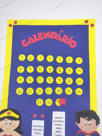 Calendário de Eva para Sala de Aula - Super Heróis 58x85cm