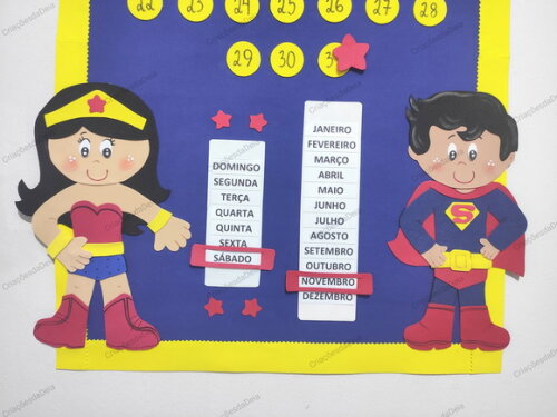 Calendário de Eva para Sala de Aula - Super Heróis 58x85cm