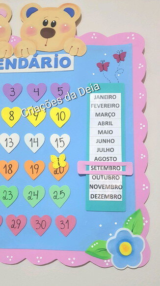 Calendário Escolar em Eva Tema Ursinho
