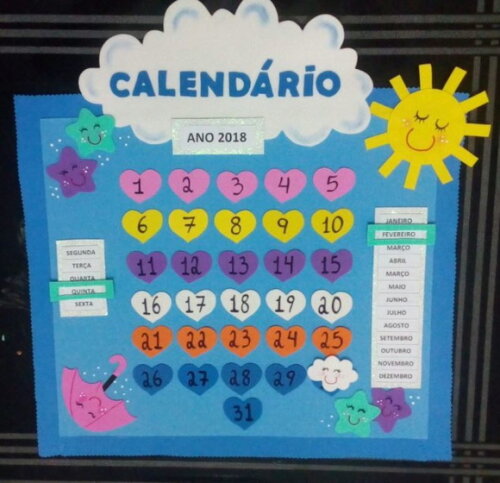 Calendário em Eva- Tema chuva de Amor