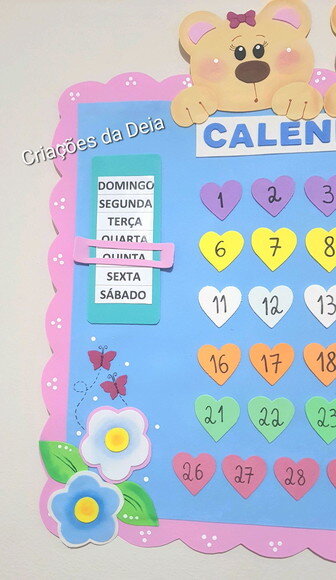 Calendário Escolar em Eva Tema Ursinho