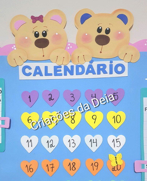 Calendário Escolar em Eva Tema Ursinho