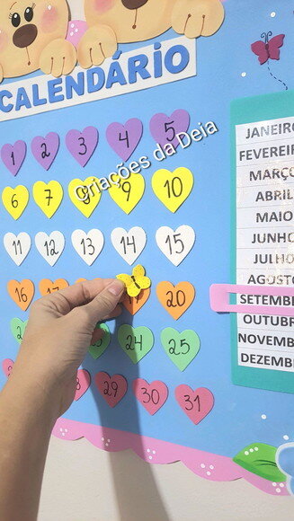 Calendário Escolar em Eva Tema Ursinho