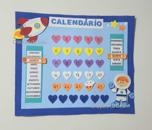 Calendário Tema Astronauta em Eva