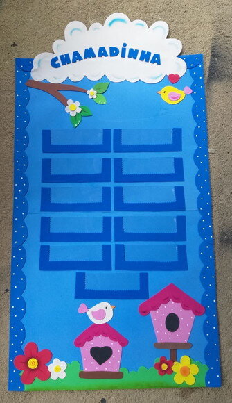 Chamadinha com Box para Sala de Aula Tema Passarinhos 90x50c