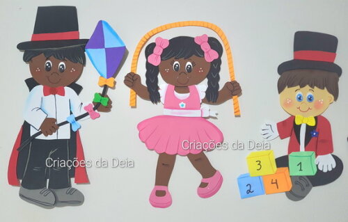 Circo Painel de Eva com 5 Crianças Artistas de Circo 40 cm