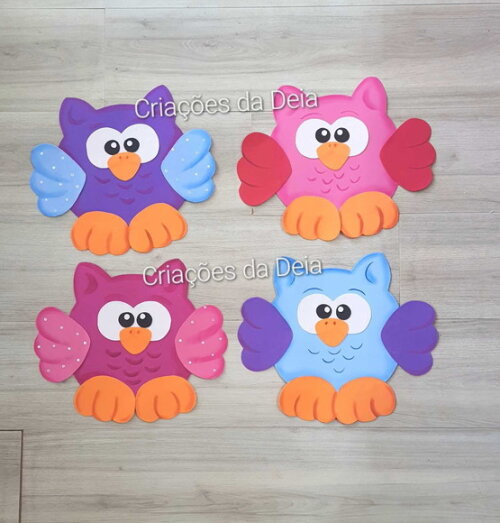 Corujas Grandes 30 cm em Eva - Kit com 2 Unid.
