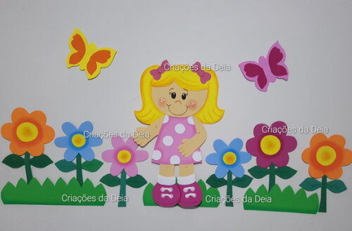 Criança na Natureza Painel Menina e Flores Jardim Grande Eva