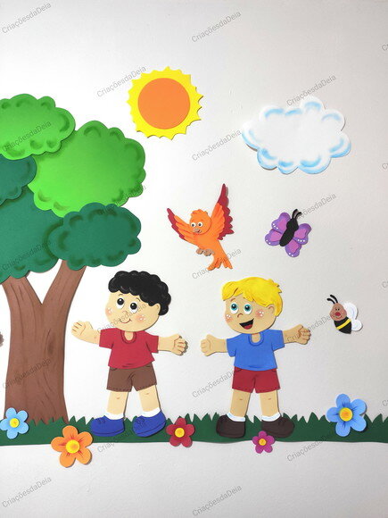 Crianças Brincando Kit com 4 Crianças na Natureza (145x75cm)