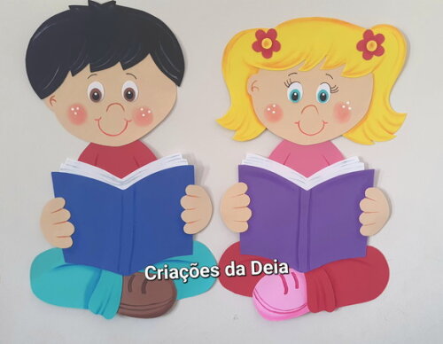 Crianças Lendo - Kit 2 Peças (tamanho 60 a 65 cm Cada)