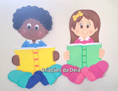 Crianças Lendo - Kit 2 Peças (tamanho 65 cm Cada)