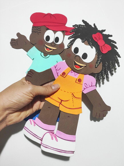 Crianças Negras em Eva 30 cm - Jeremias e Milena