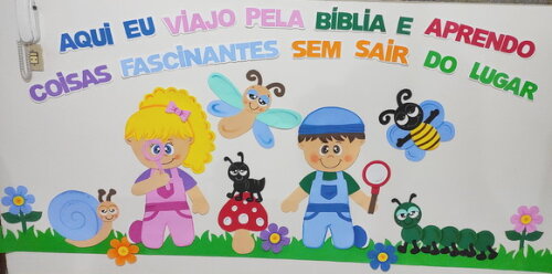 Crianças no Jardim para Painel de Eva Grande e Frase Complet