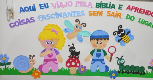 Crianças no Jardim para Painel de Eva Grande e Frase Complet