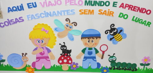 Crianças no Jardim para Painel de Eva Grande e Frase Complet