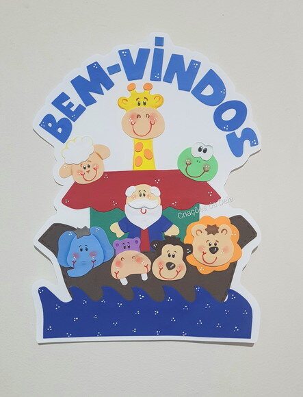 Decoração de Porta Arca de Noé e Animais Bem Vindos em Eva