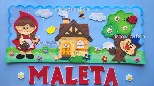 Decoracao Maleta da Leitura Kit Chapéuzinho Vermelho em Eva