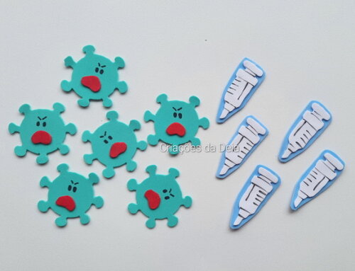 Desenhos Avulsos de Vírus e Vacina Kit 20 Itens em E.v.a.
