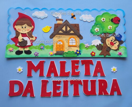 Decoracao Maleta da Leitura Kit Chapéuzinho Vermelho em Eva