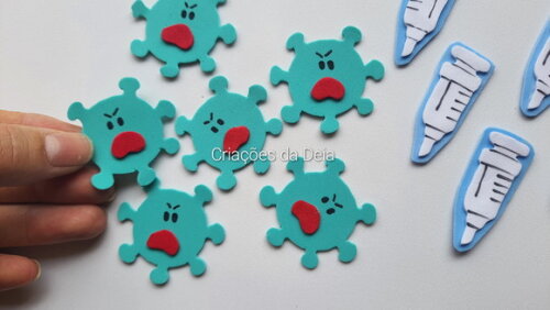 Desenhos Avulsos de Vírus e Vacina Kit 20 Itens em E.v.a.
