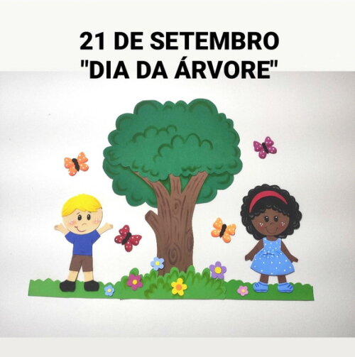Dia da Árvore de Eva - Kit Frase, Crianças e Árvore